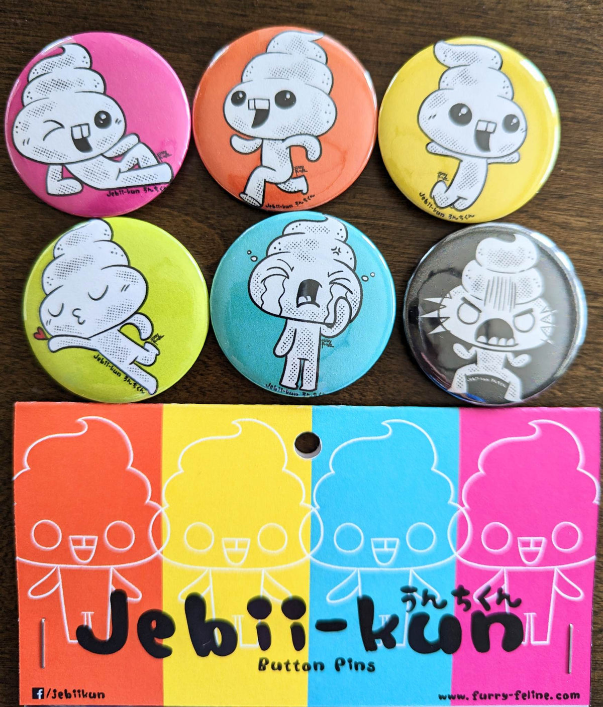 Jebii-kun Button Pins Set of 6 - Furry Feline Creatives