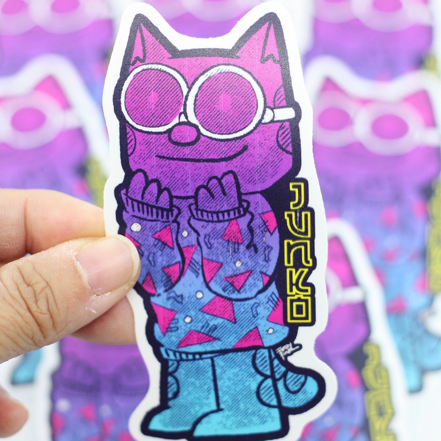 Retro Sweater Junko Vinyl Sticker - Furry Feline Creatives