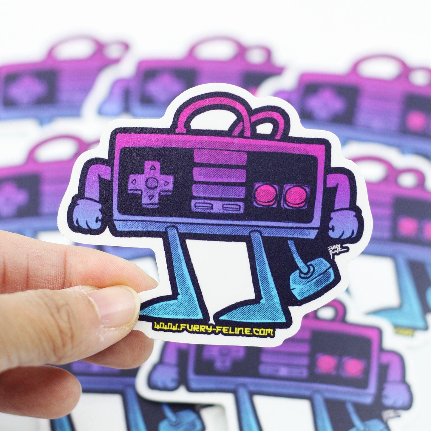 Retro Gamepad Vinyl Sticker - Furry Feline Creatives