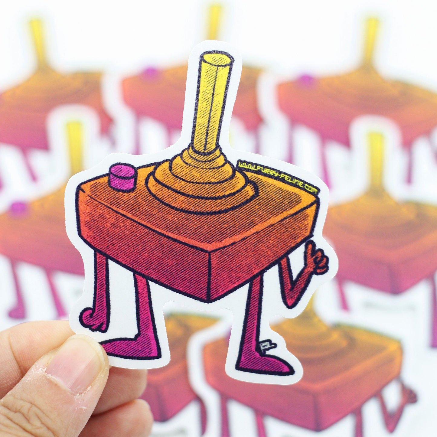 Retro Joystick Vinyl Sticker - Furry Feline Creatives