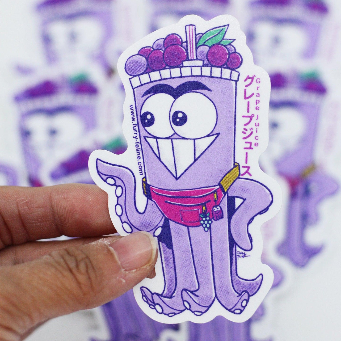 Grape Juice Chef Tako Vinyl Sticker - Furry Feline Creatives