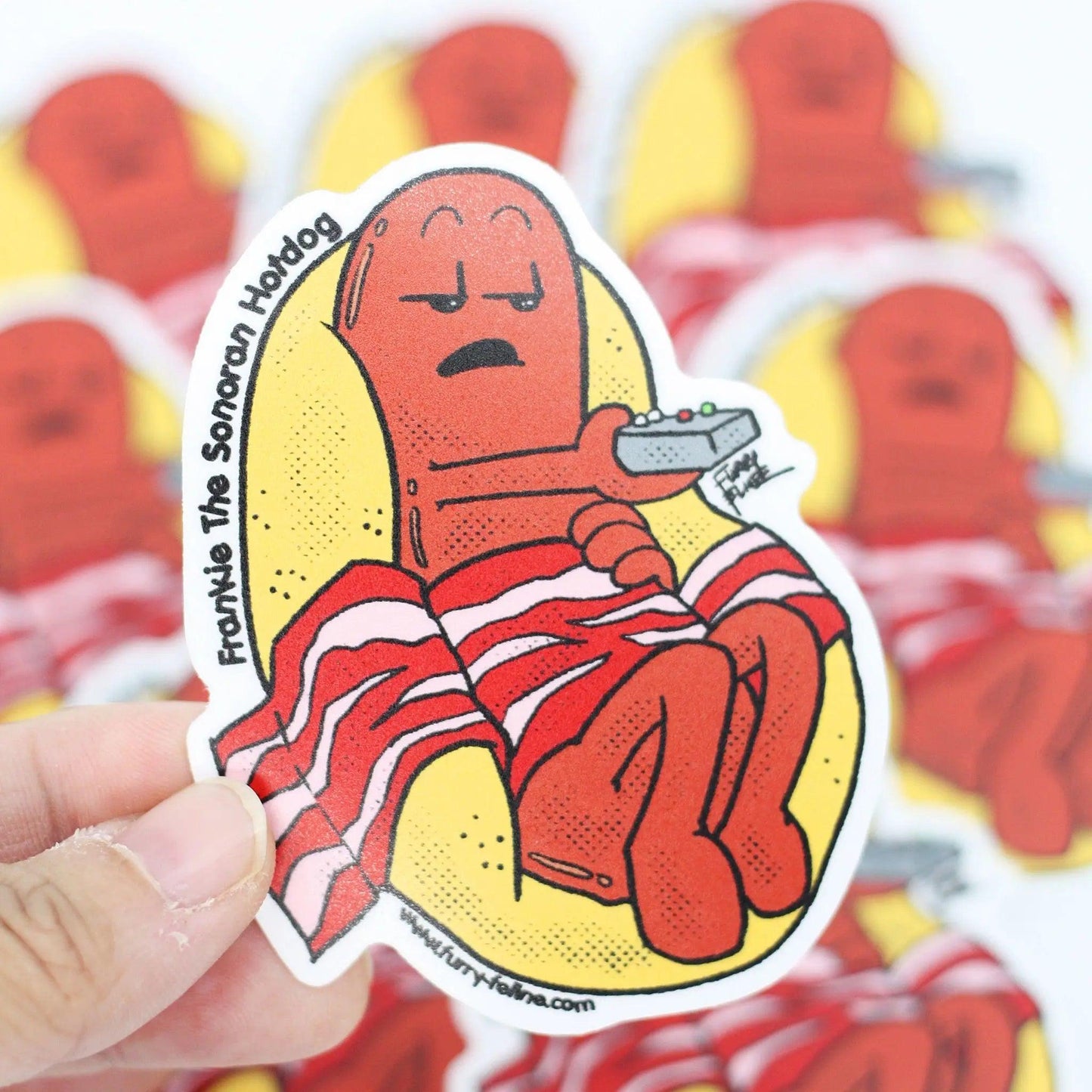 Sleepy Frankie The Sonoran Hotdog Vinyl Sticker - Furry Feline Creatives