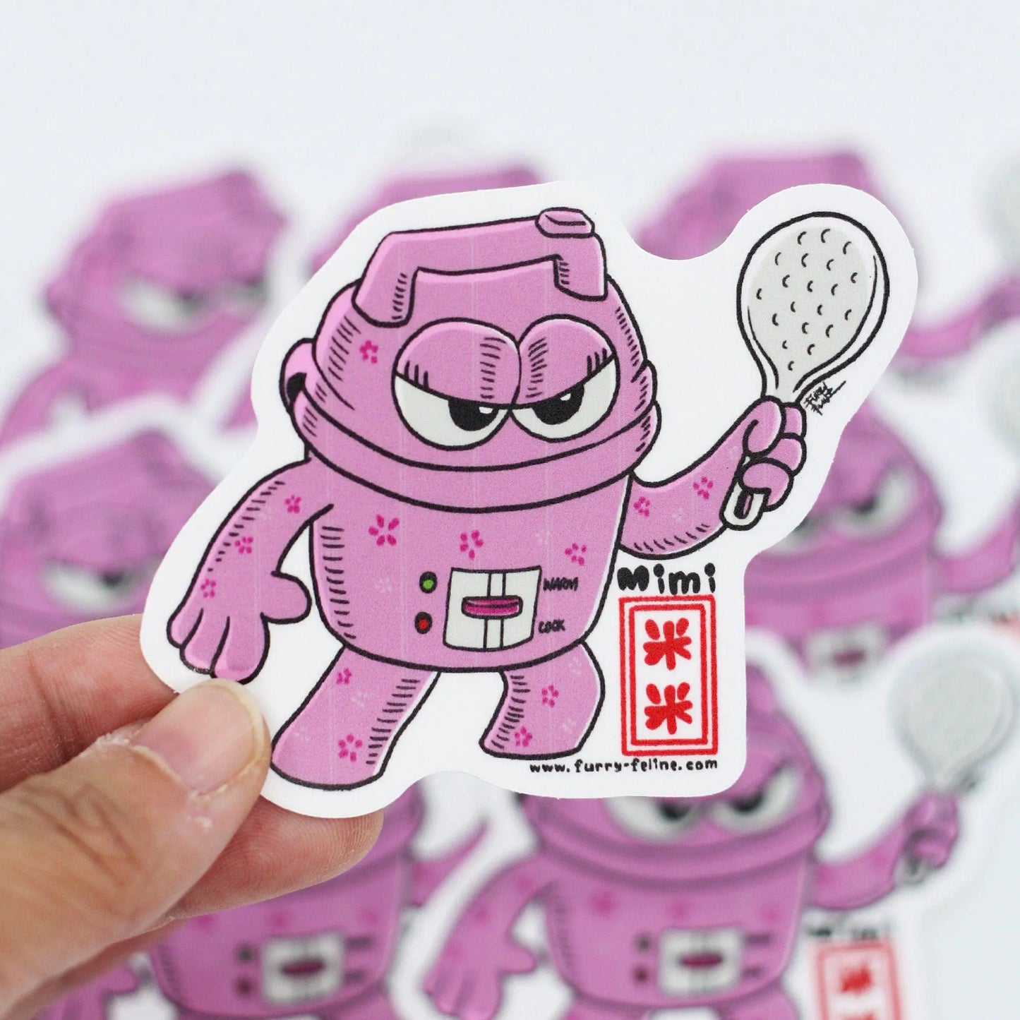 Mimi Rice Cooker Smash Vinyl Sticker - Furry Feline Creatives