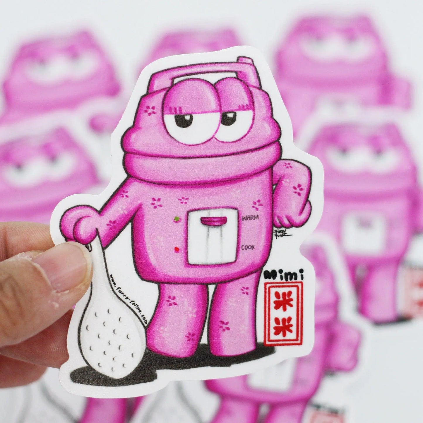 Mimi Rice Cooker Pose Vinyl Sticker - Furry Feline Creatives