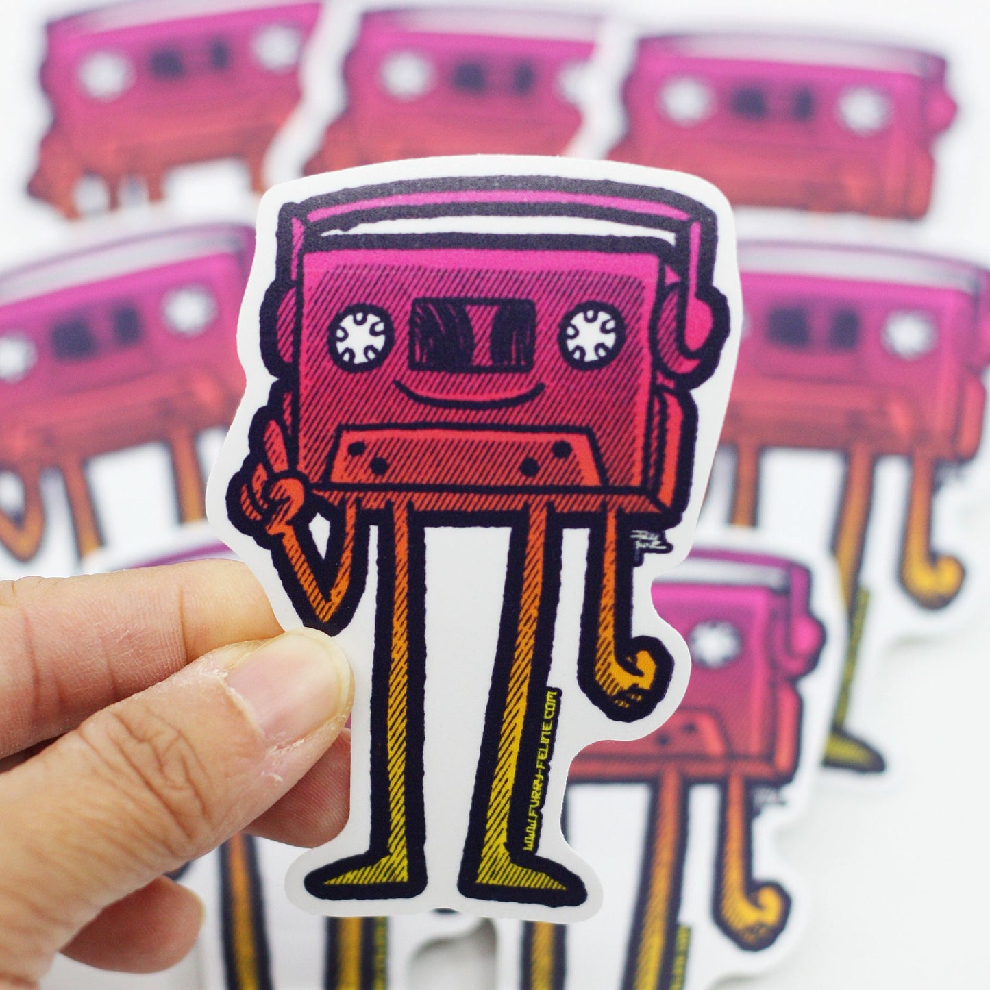 Retro Cassette Vinyl Sticker - Furry Feline Creatives