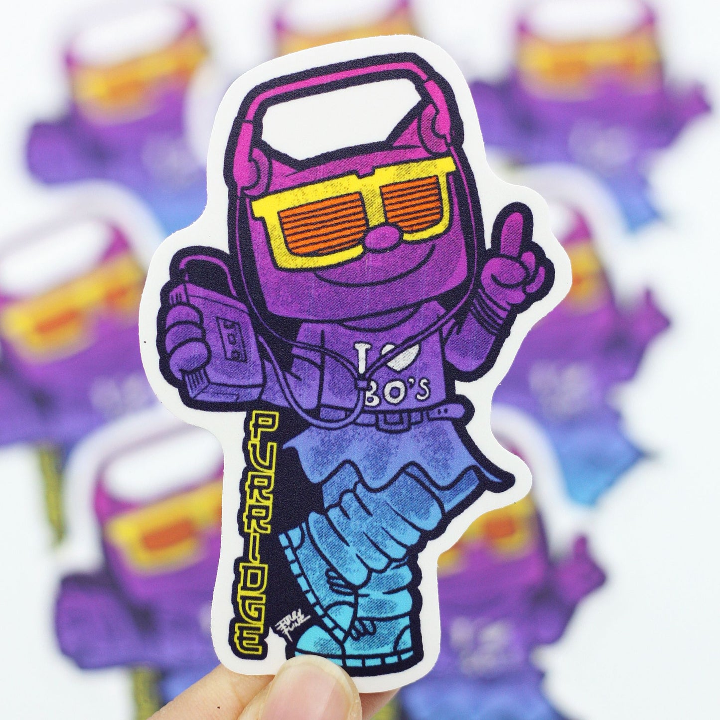 Retro Music Purridge Vinyl Sticker - Furry Feline Creatives