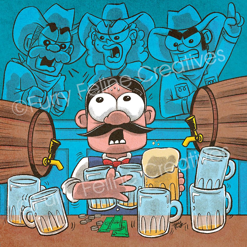 Classic Retro Arcade  Bartender 8x8 Framed Premium Art Print