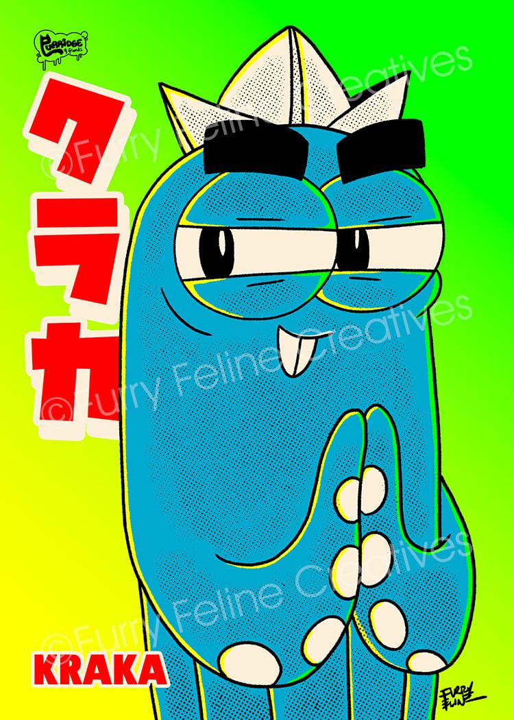 5 x 7 Kraka The Kraken Premium Art Print Collection - Furry Feline Creatives