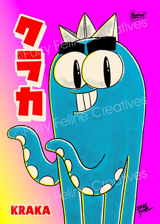 5 x 7 Kraka The Kraken Premium Art Print Collection - Furry Feline Creatives