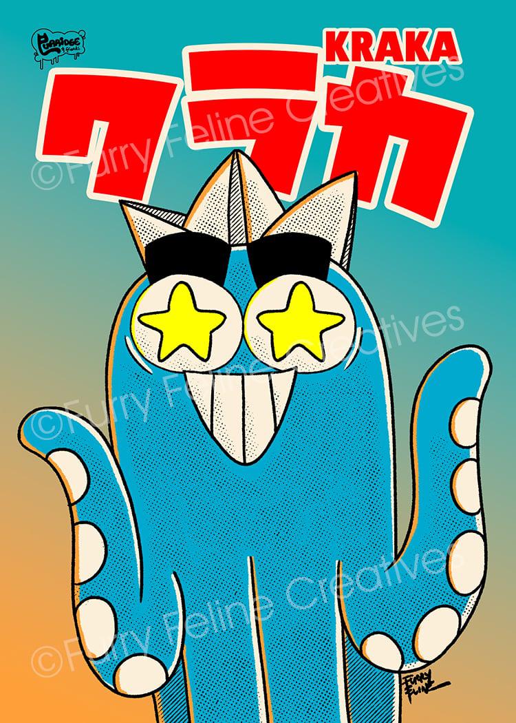 5 x 7 Kraka The Kraken Premium Art Print Collection - Furry Feline Creatives
