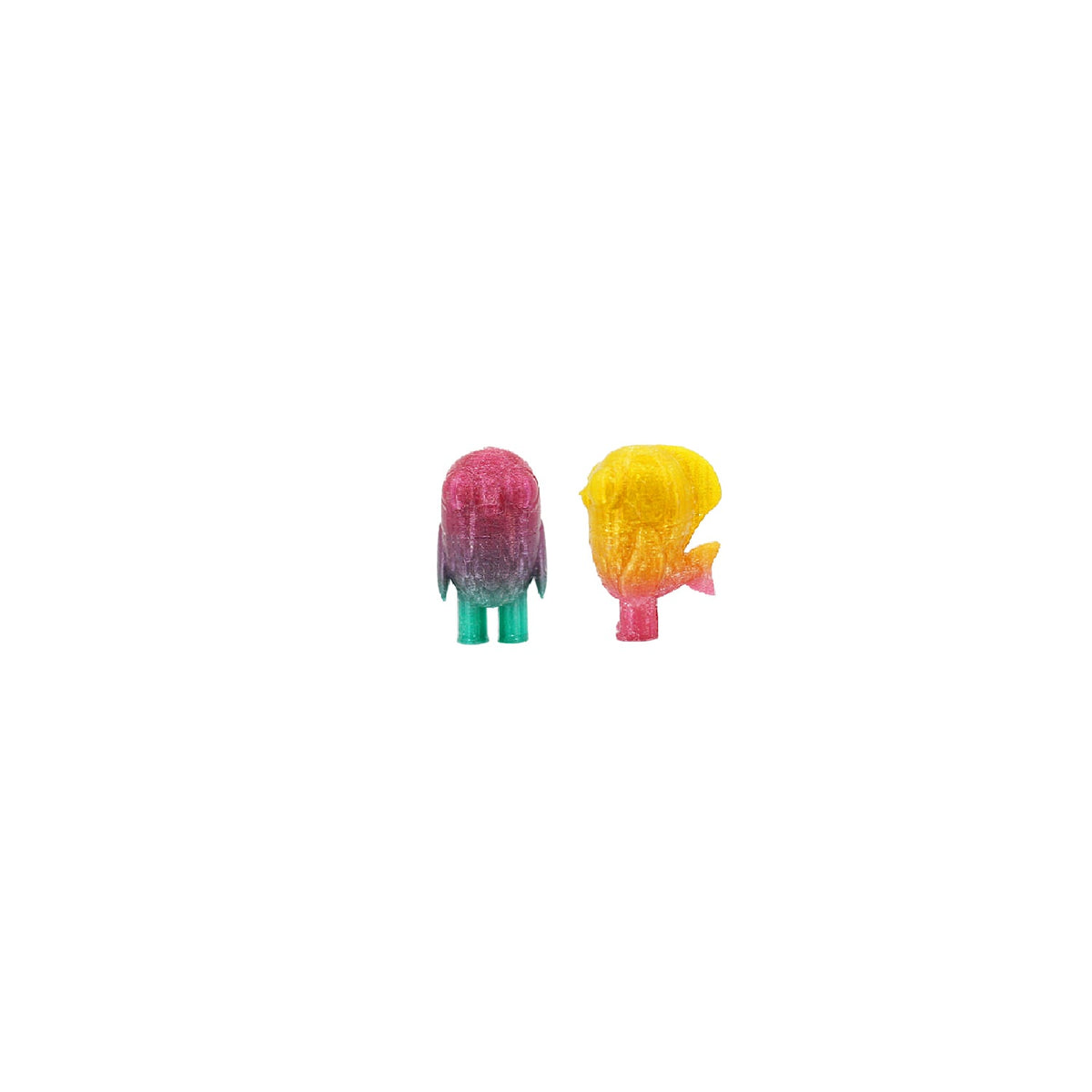 Two colorful Gillkins figurines on a white background