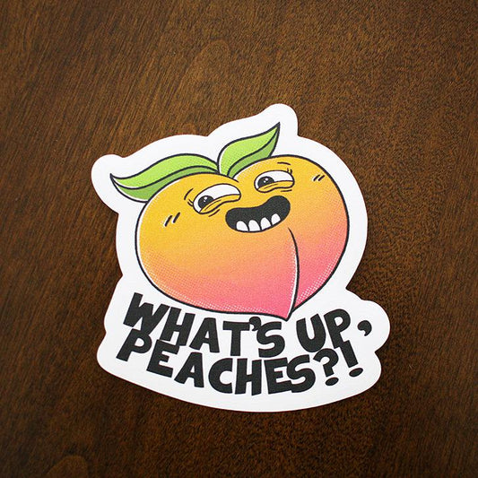 What's Up, Peaches?! Reusable Sticker - Furry Feline Creatives