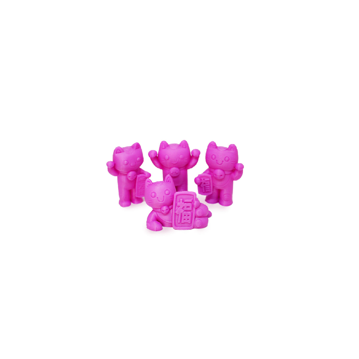 Maneki Neko Kinkeshi-Like Toy Figures with Limited Edition Mini Print