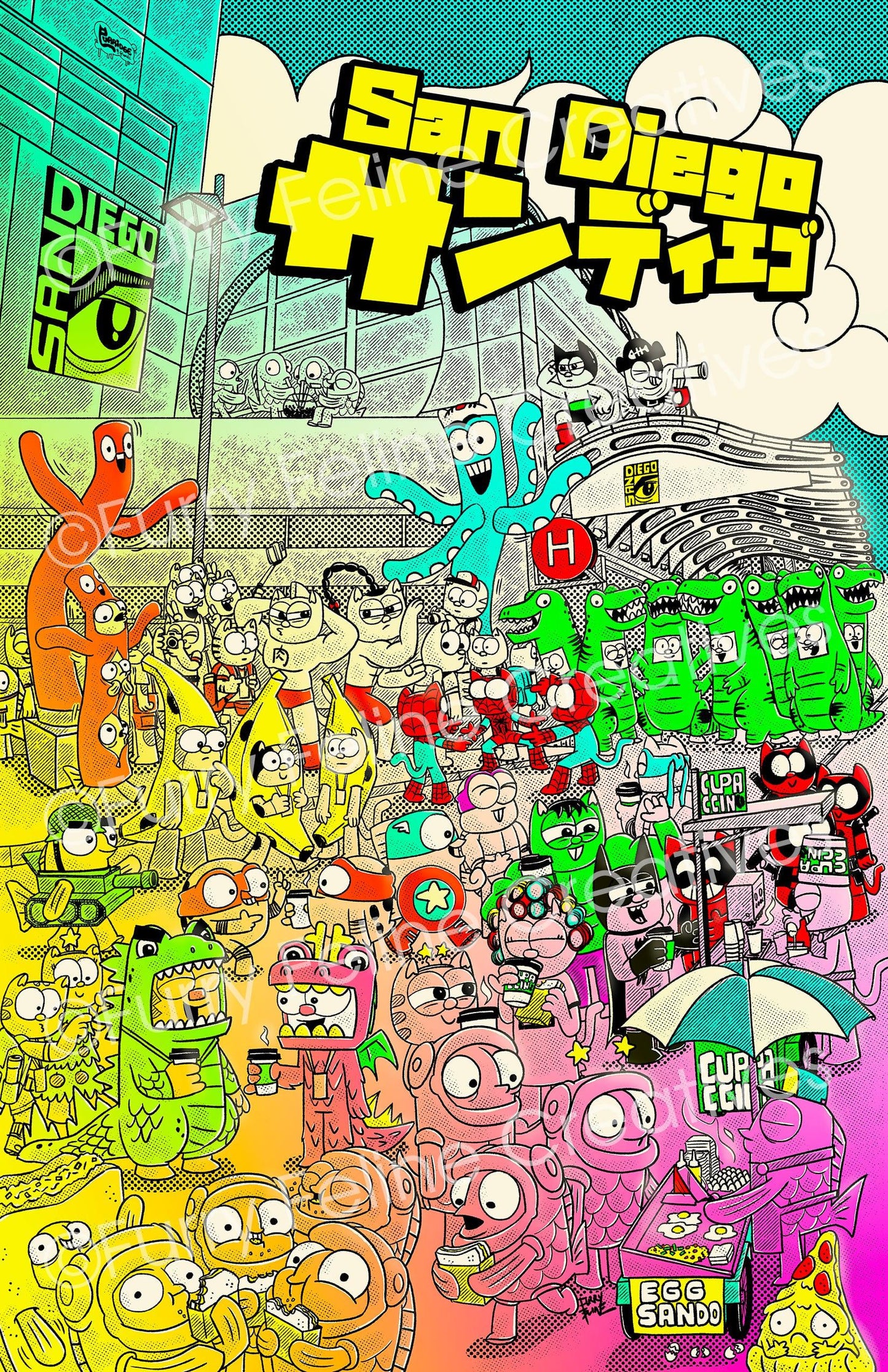 11x17 Ode To San Diego Premium Art Print (SDCC EXCLUSIVE) - Furry Feline Creatives