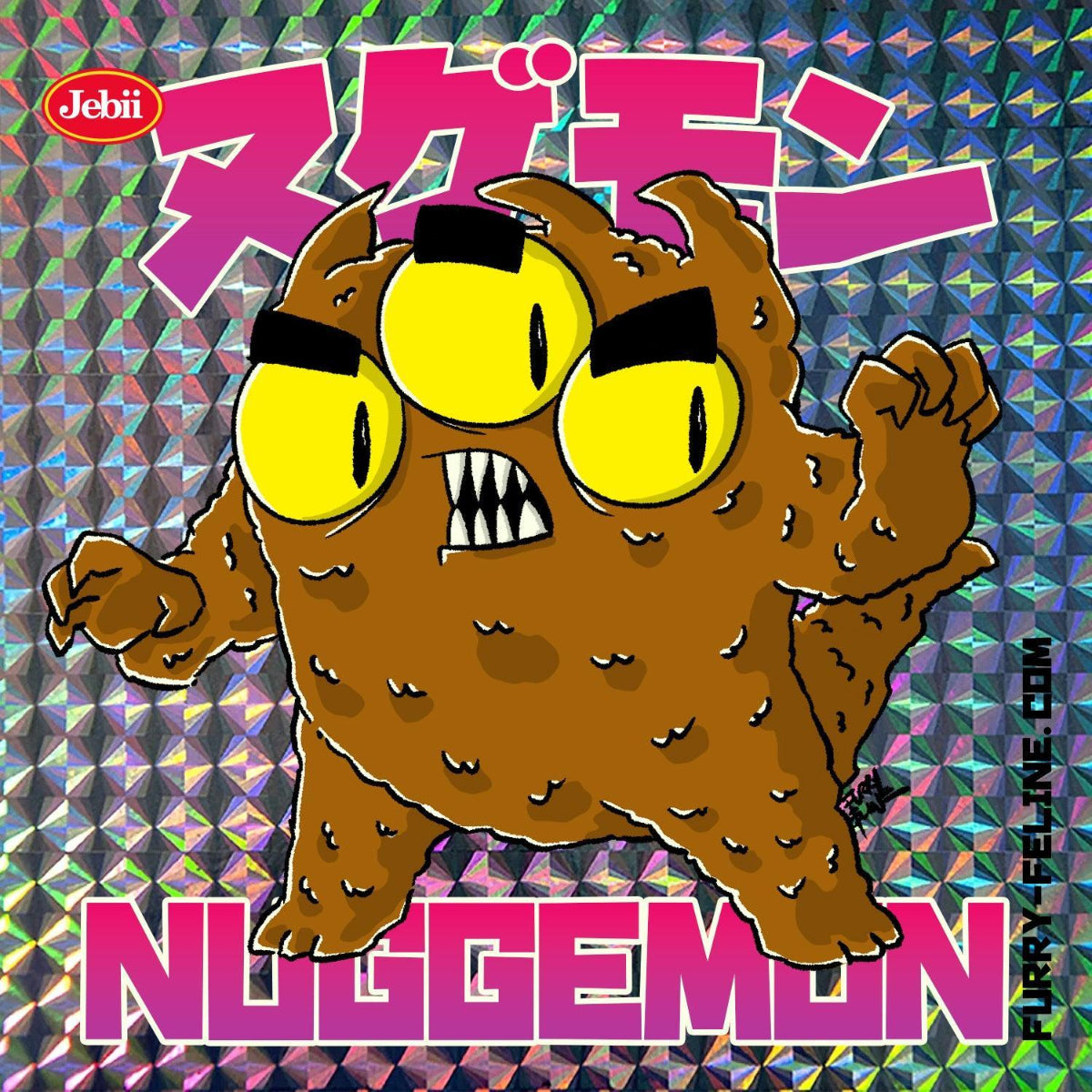 Handmade Nuggemon 3" Resin Figure featuring a quirky monster with multiple eyes and a brown texture.