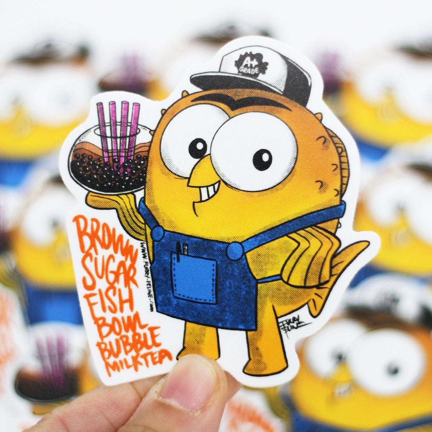 Puffyfish Bowl Vinyl Sticker - Furry Feline Creatives