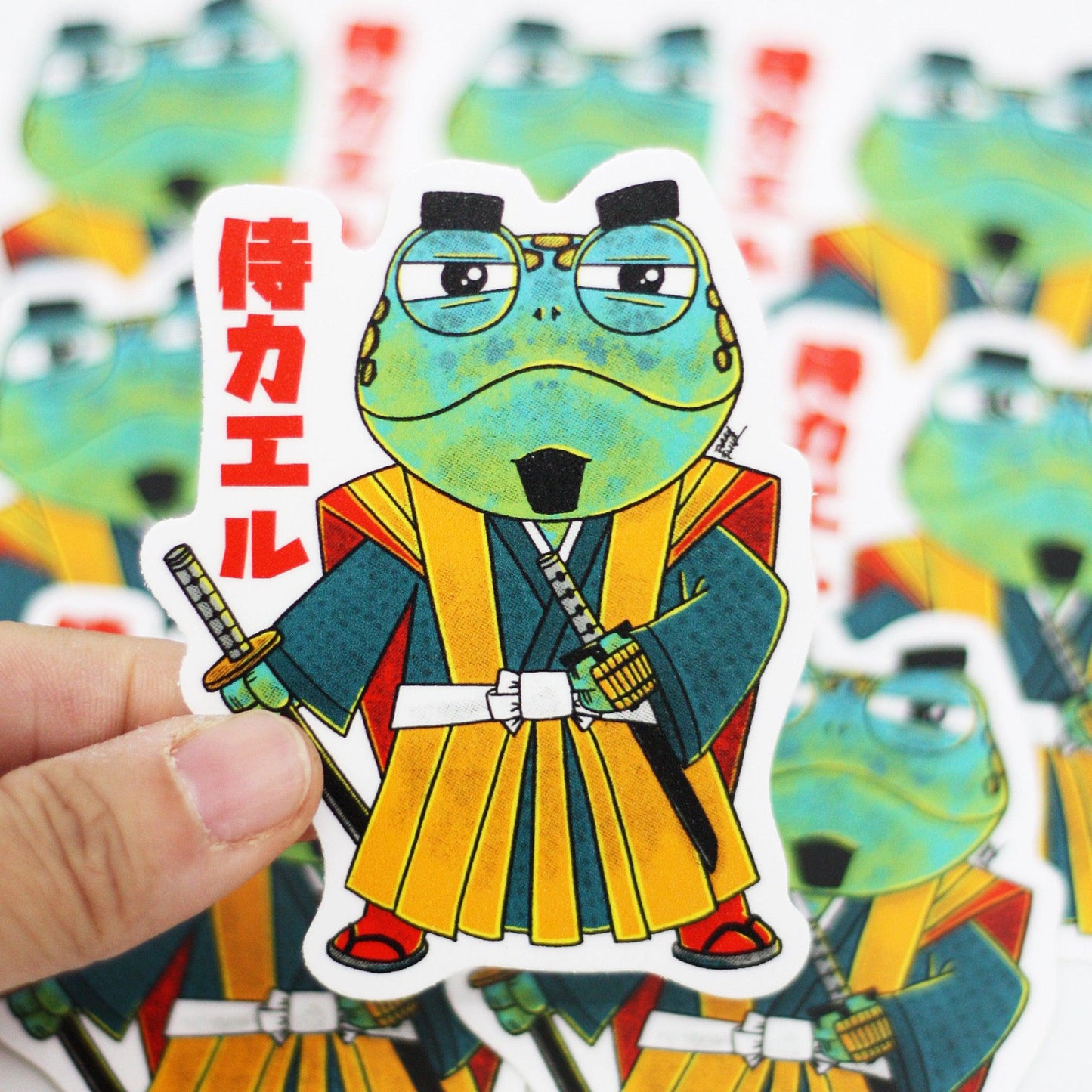 Samurai Frog Vinyl Sticker - Furry Feline Creatives