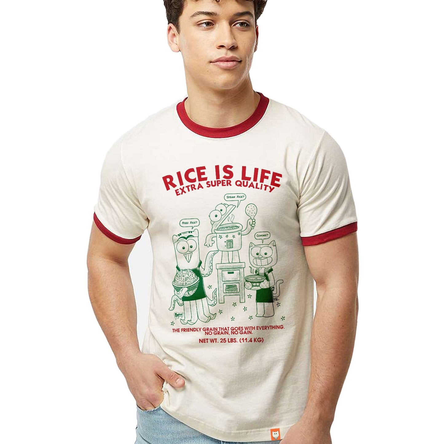 Rice Is Life Unisex Premium Ringer Tee - Furry Feline Creatives