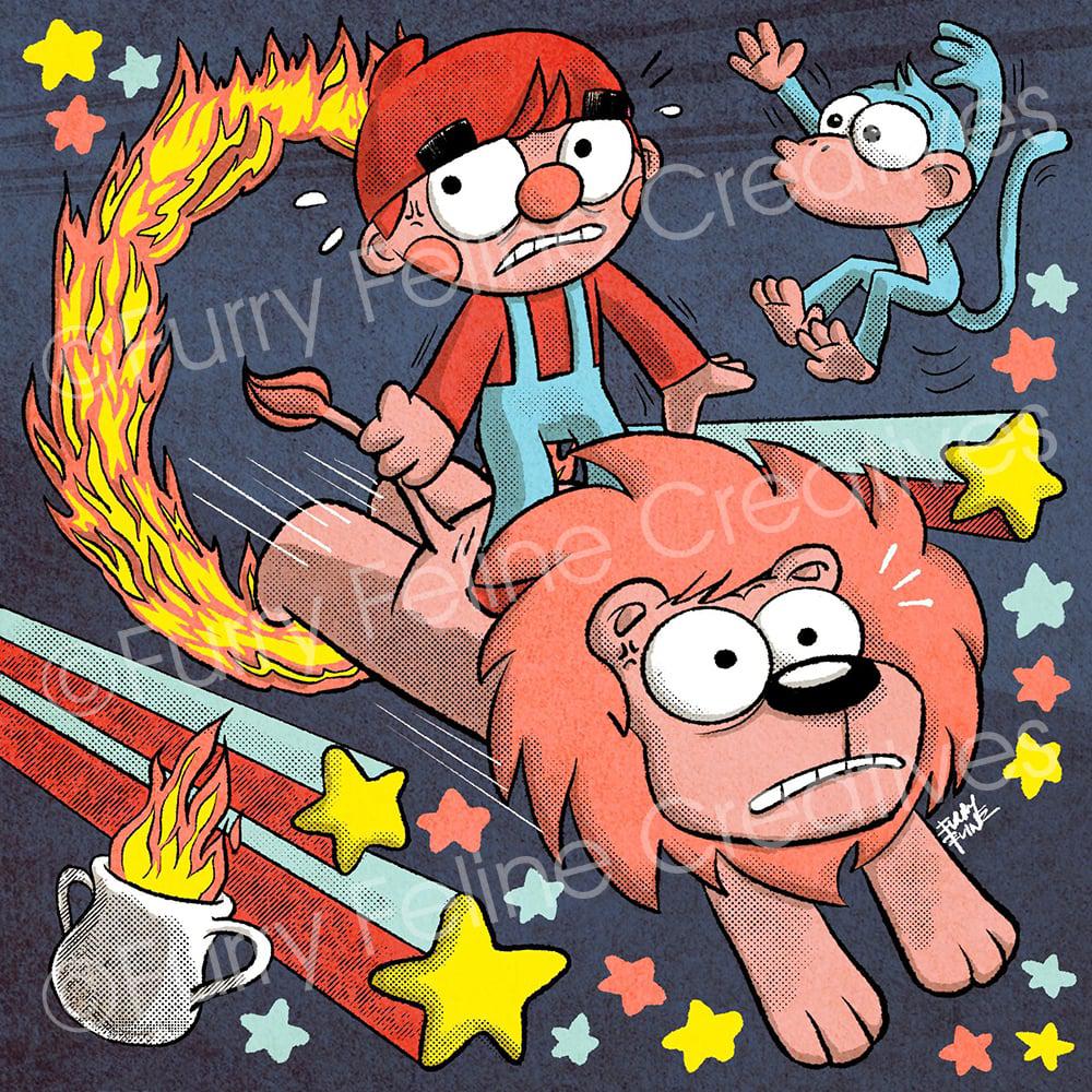 Carnival Chuckles 8x8 Premium Art Print - Furry Feline Creatives