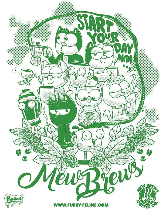Mew Brews Coffee Company Heavy Duty Silkscreened Tote