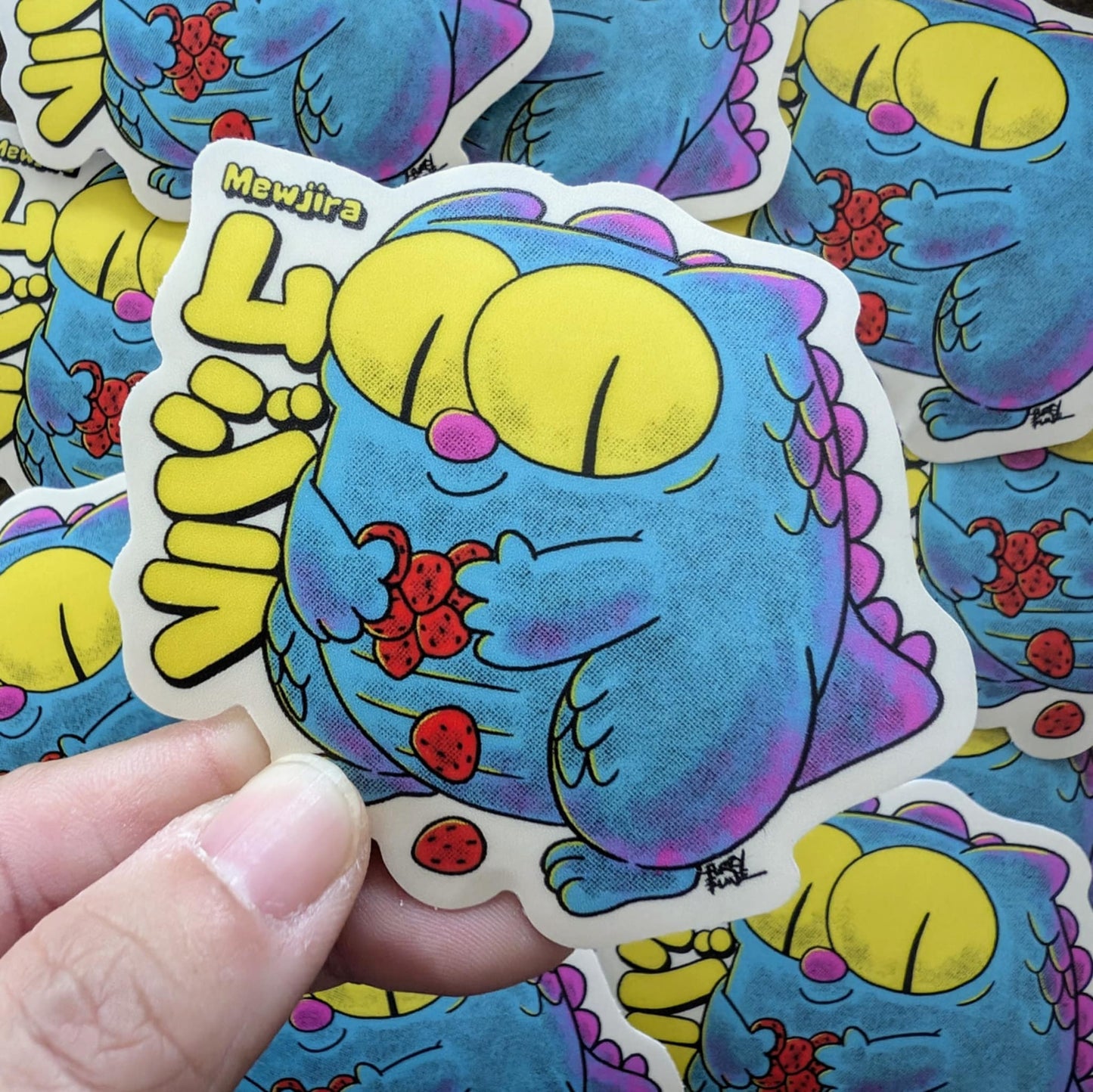 Mewjira Neon Blue Vinyl Sticker - Furry Feline Creatives