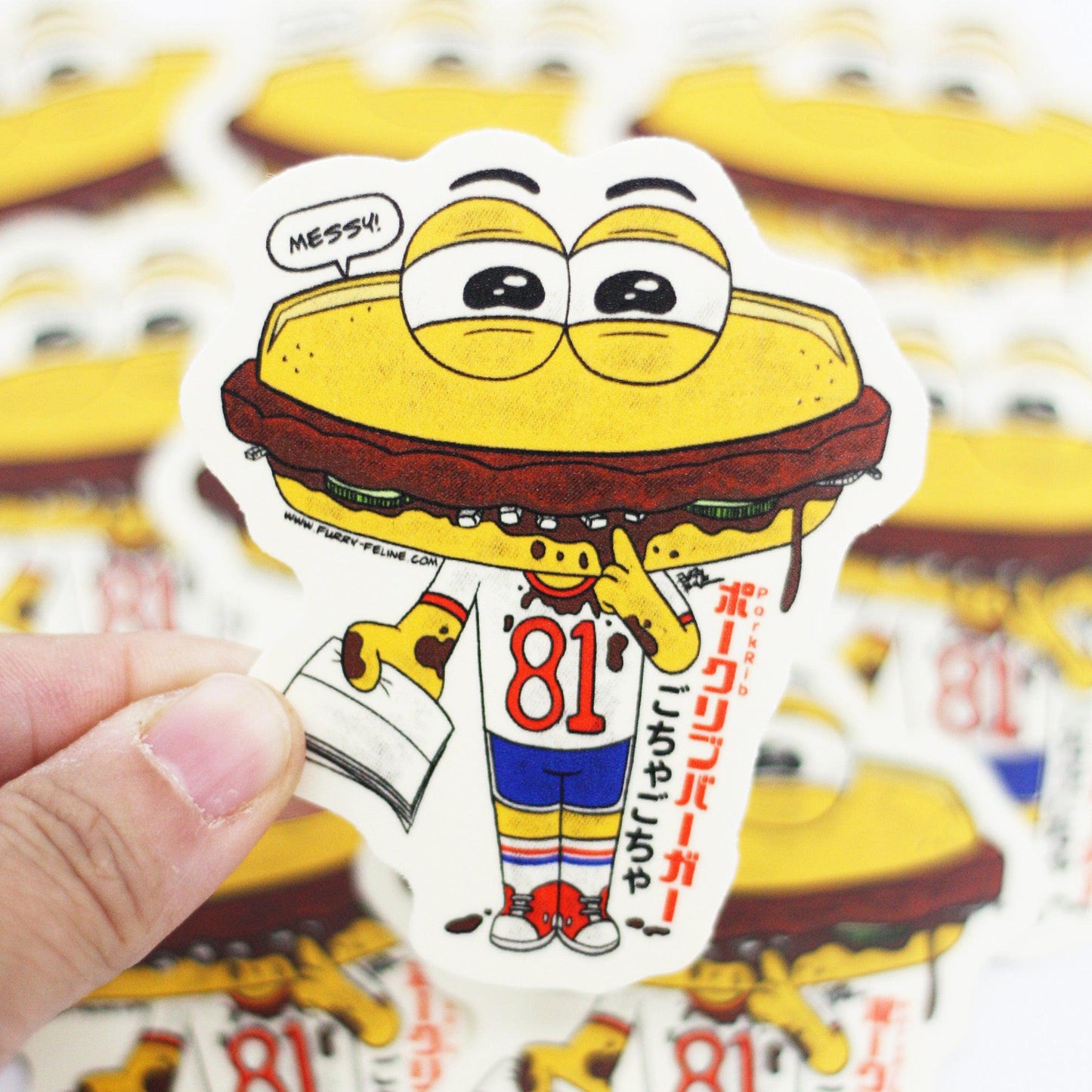 Pork Rib Messy Vinyl Sticker - Furry Feline Creatives