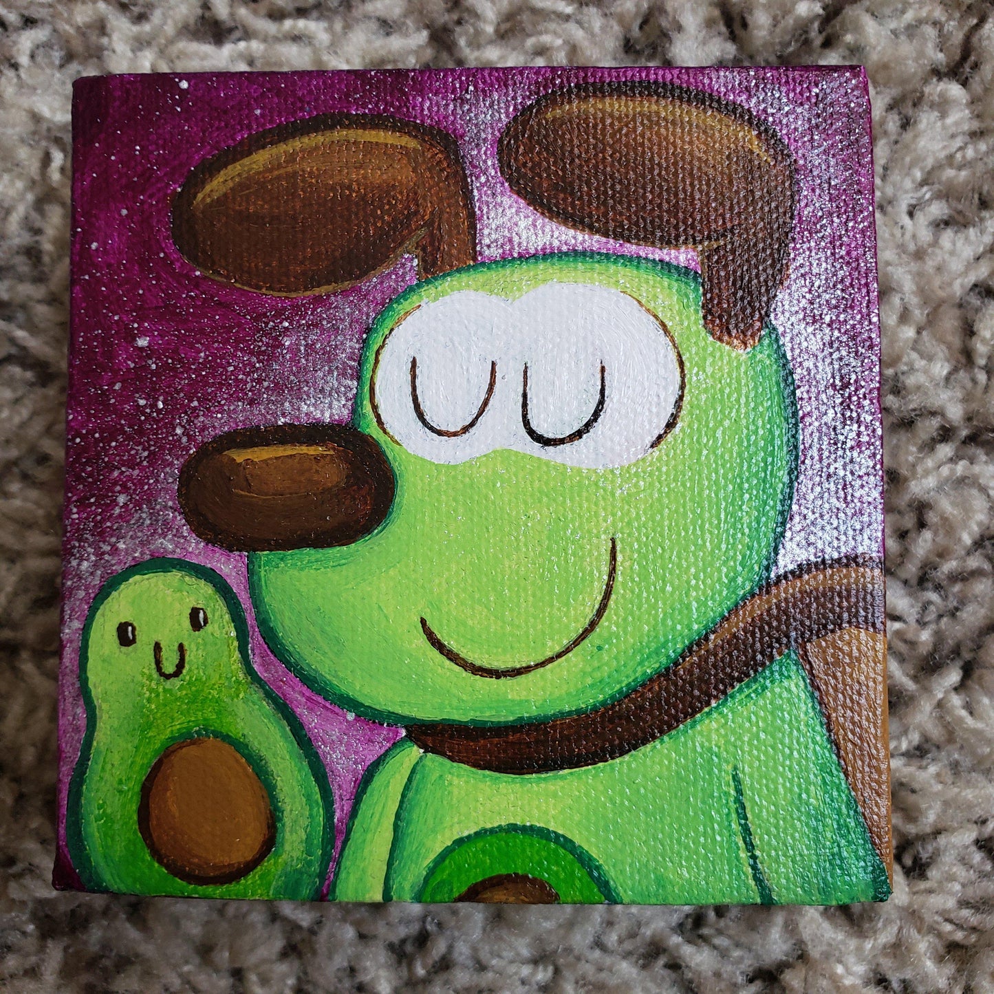 Original Avocadog 4x4 Art Canvas - Purridge & Friends - Furry Feline Creatives