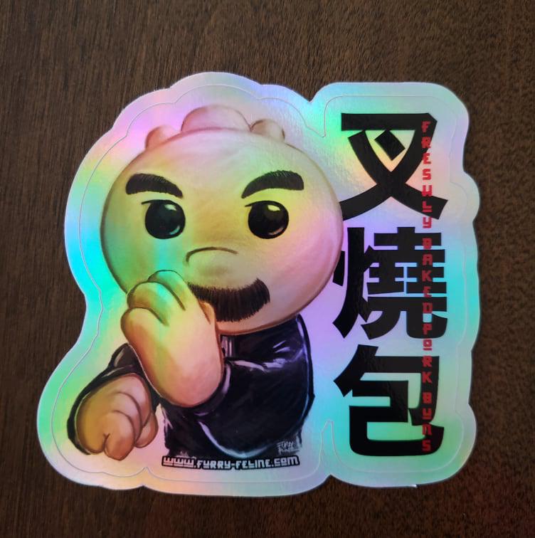 Pork Buns Holographic Vinyl Sticker - Furry Feline Creatives
