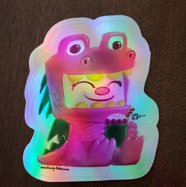 Dragonfruit Purridge Holographic Vinyl Sticker - Furry Feline Creatives