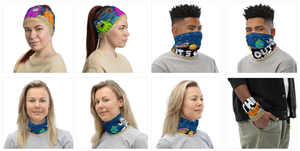 Merry Monstropus FaceMask / Neck Gaiter - Merry Monstropus - Furry Feline Creatives