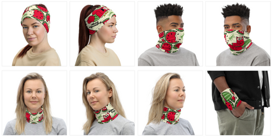 Watermelon Ringo Face Mask / Neck Gaiter - Purridge & Friends - Furry Feline Creatives