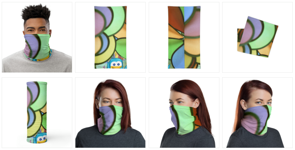 Gwenn Pinwheel Face Mask / Neck Gaiter - Purridge & Friends - Furry Feline Creatives