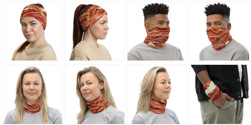 Bacon & Eggs Face Mask / Neck Gaiter - Purridge & Friends - Furry Feline Creatives