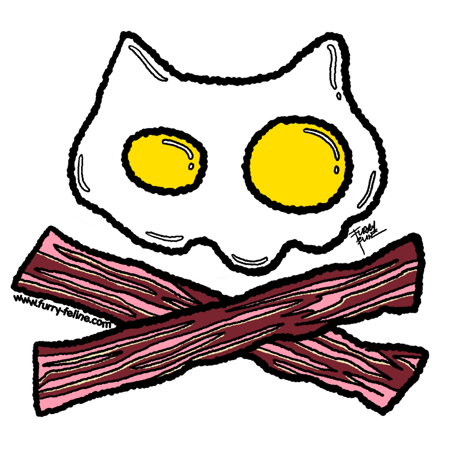 Bacon & Eggs Heavy Duty Reusable Sticker - Furry Feline Creatives