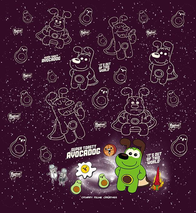 Super Avocadog Face Mask / Neck Gaiter - Purridge & Friends - Furry Feline Creatives