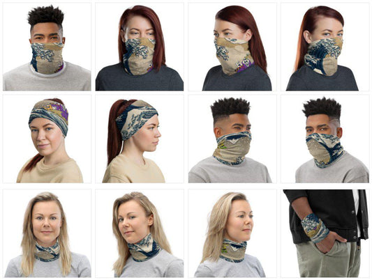 HI Wave Face Mask / Neck Gaiter - Purridge & Friends - Furry Feline Creatives