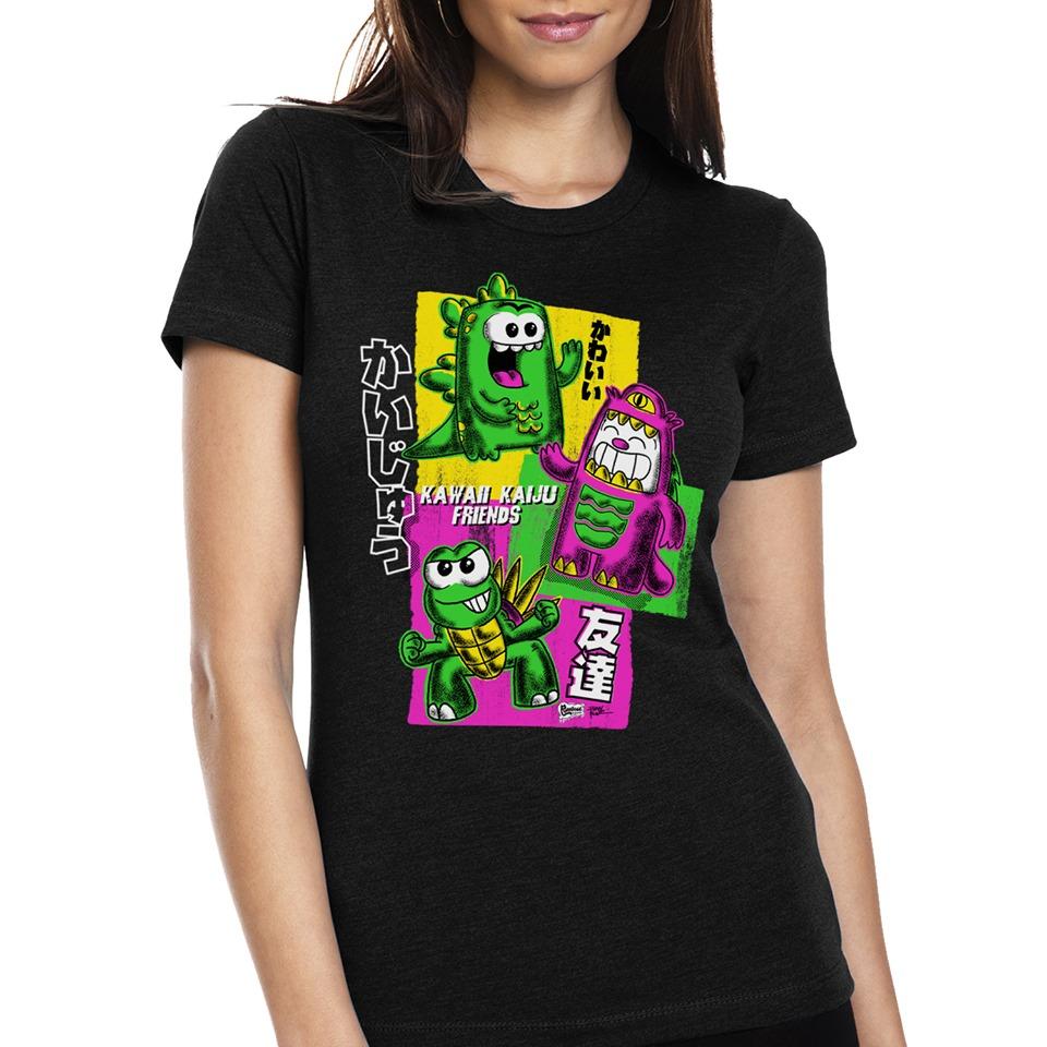 Kawaii Kaiju Friends Women's Tee - Furry Feline Creatives