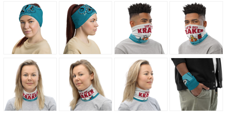 Let's Get Kraken Face Mask / Neck Gaiter - Purridge & Friends - Furry Feline Creatives