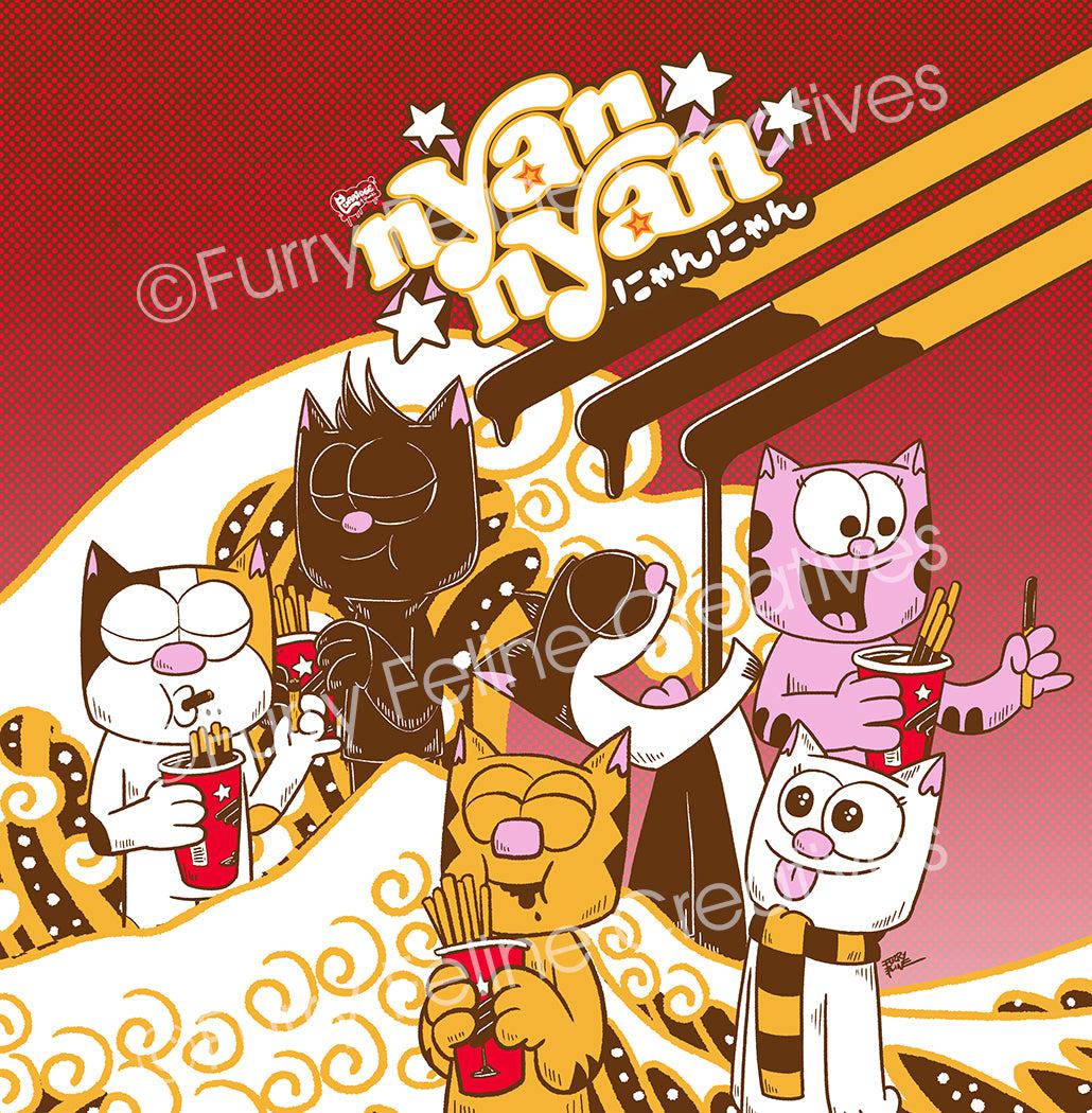 Purridge & Friends Nyan Nyan Unisex Chiffon Happi Kimono