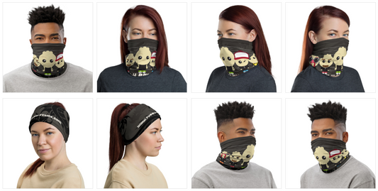 Freshly Baked Pork Buns Black Dragon Face Mask / Neck Gaiter - Freshly Baked Pork Buns - Furry Feline Creatives