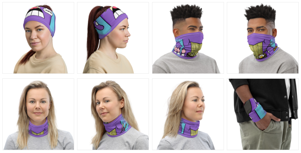 Chef Tako Ramen Face Mask / Neck Gaiter - Purridge & Friends - Furry Feline Creatives