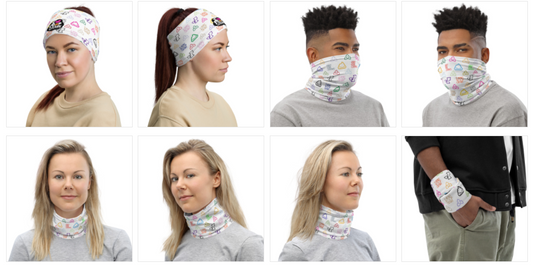 Poopie Loo White Face Mask / Neck Gaiter - I Heart Poop Culture - Furry Feline Creatives