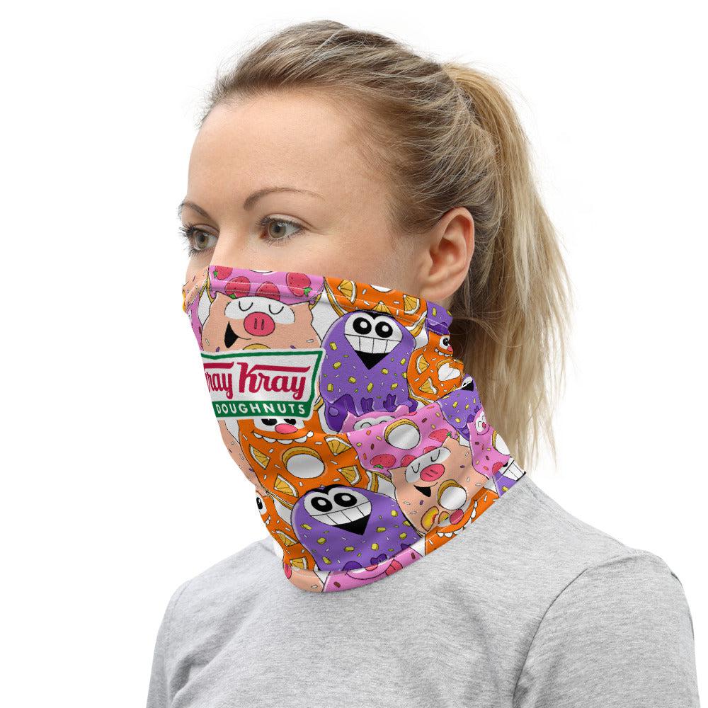 PF Whole Lotsa Doughnuts Pink Face Mask / Neck Gaiter - Purridge & Friends - Furry Feline Creatives