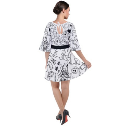 Kawaii Kaiju Velour Kimono Dress - Furry Feline Creatives