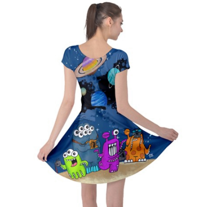Merry Monstropus Cap Sleeve Dress - Furry Feline Creatives