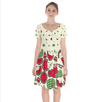 Watermelon Ringo Bardot Dress - Furry Feline Creatives 