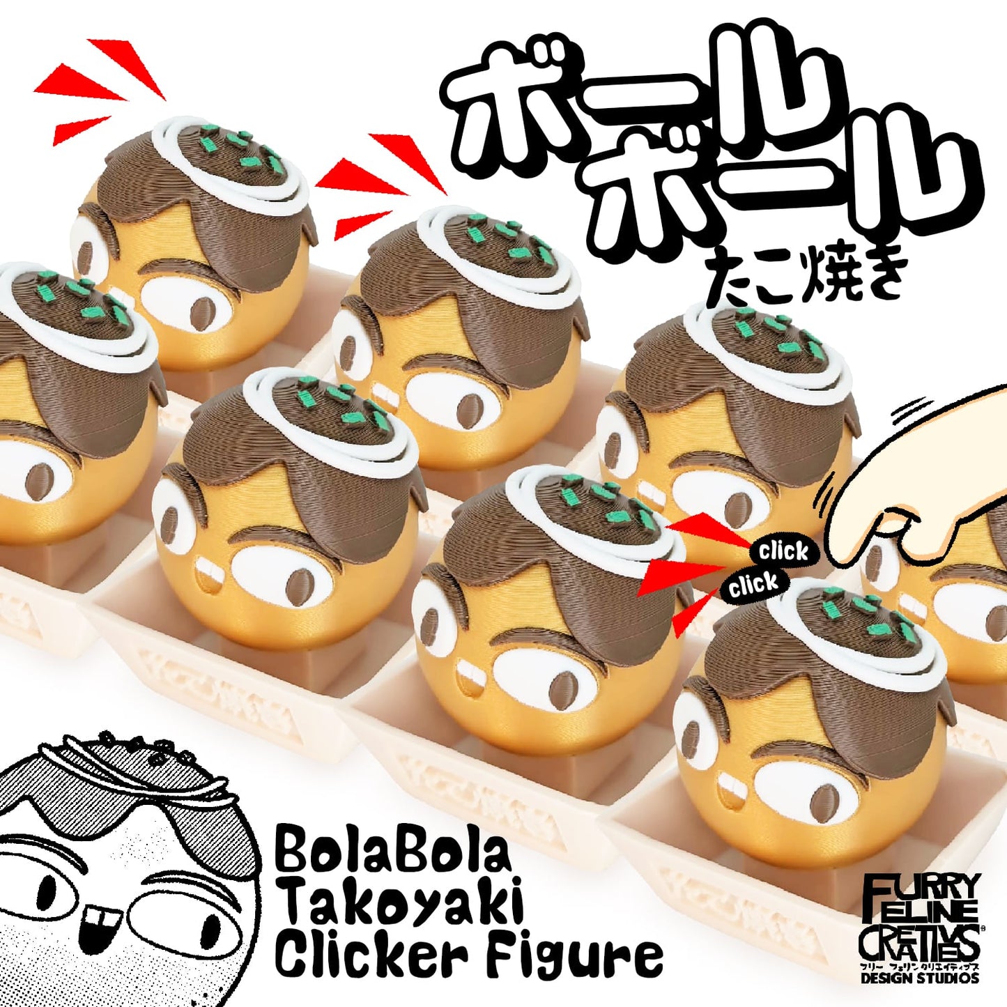 Bola Bola Takoyaki 3D Clicker Figure
