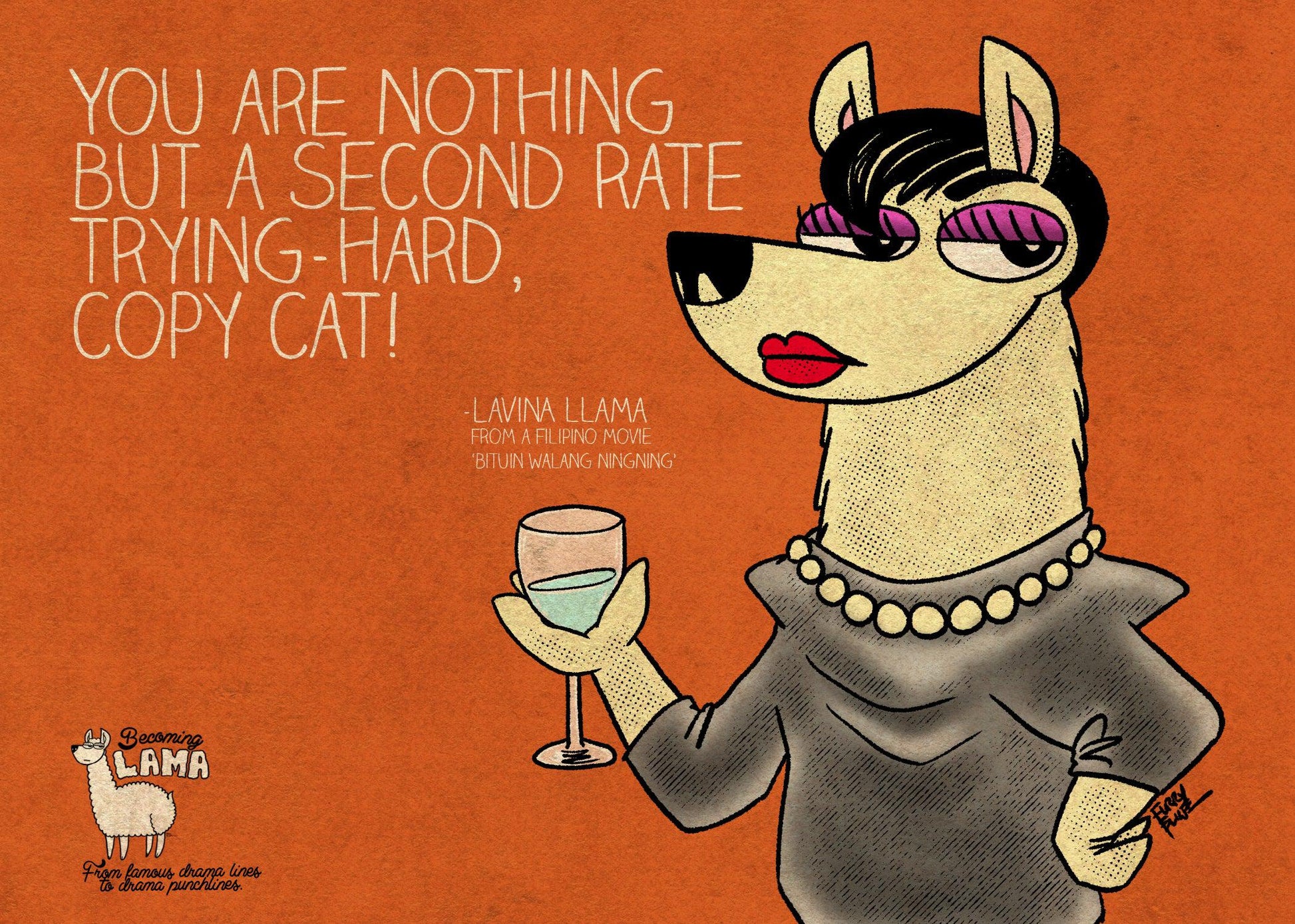 5x7 CopyCat Llama Postcard - Furry Feline Creatives