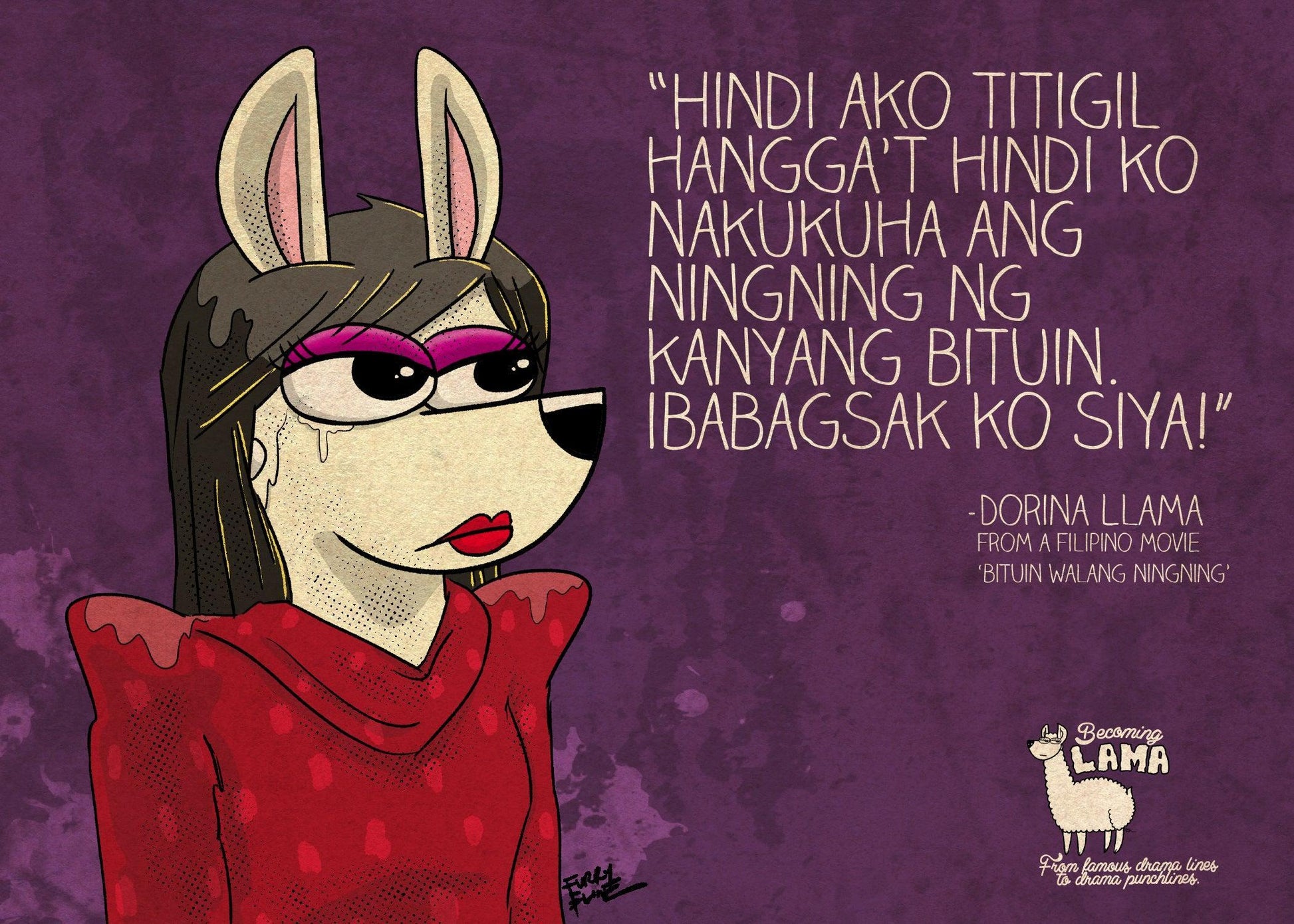 5x7 Dorina Llama Postcard - Furry Feline Creatives