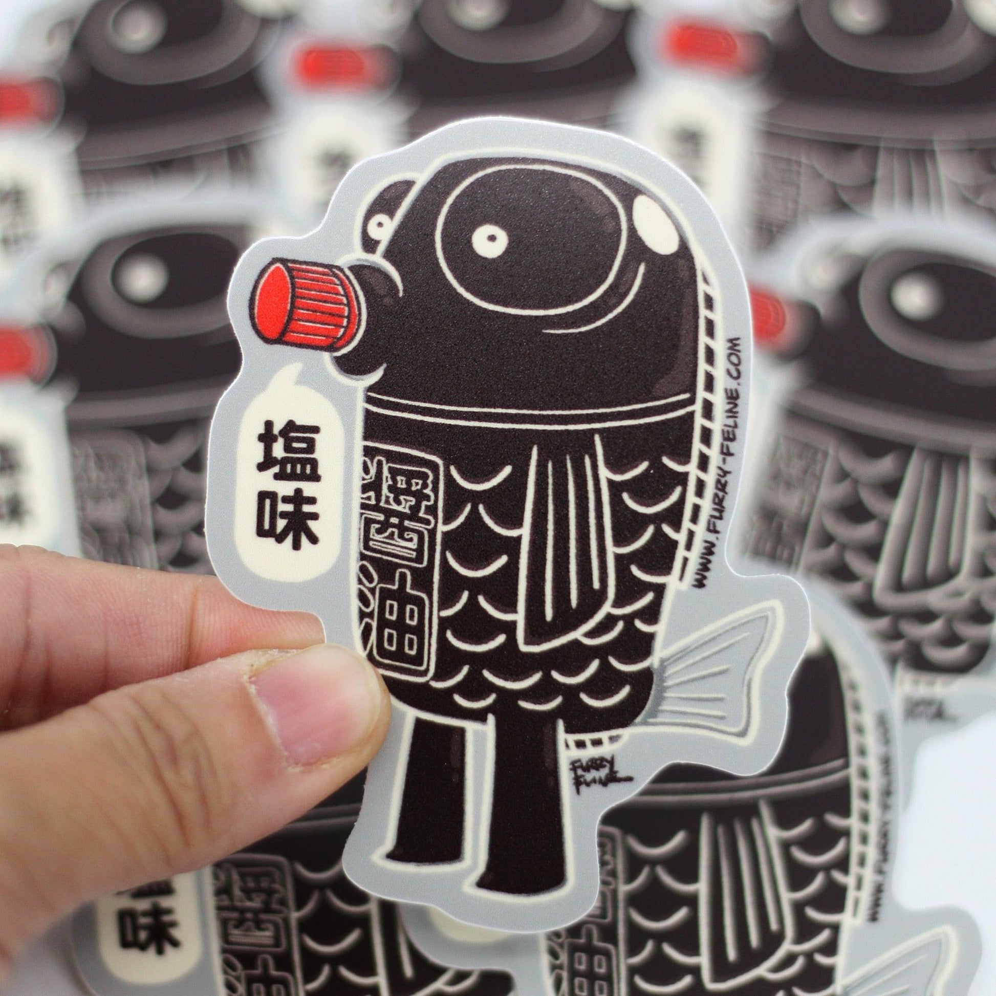 Fish Shaped Soy Sauce Vinyl Sticker - Furry Feline Creatives